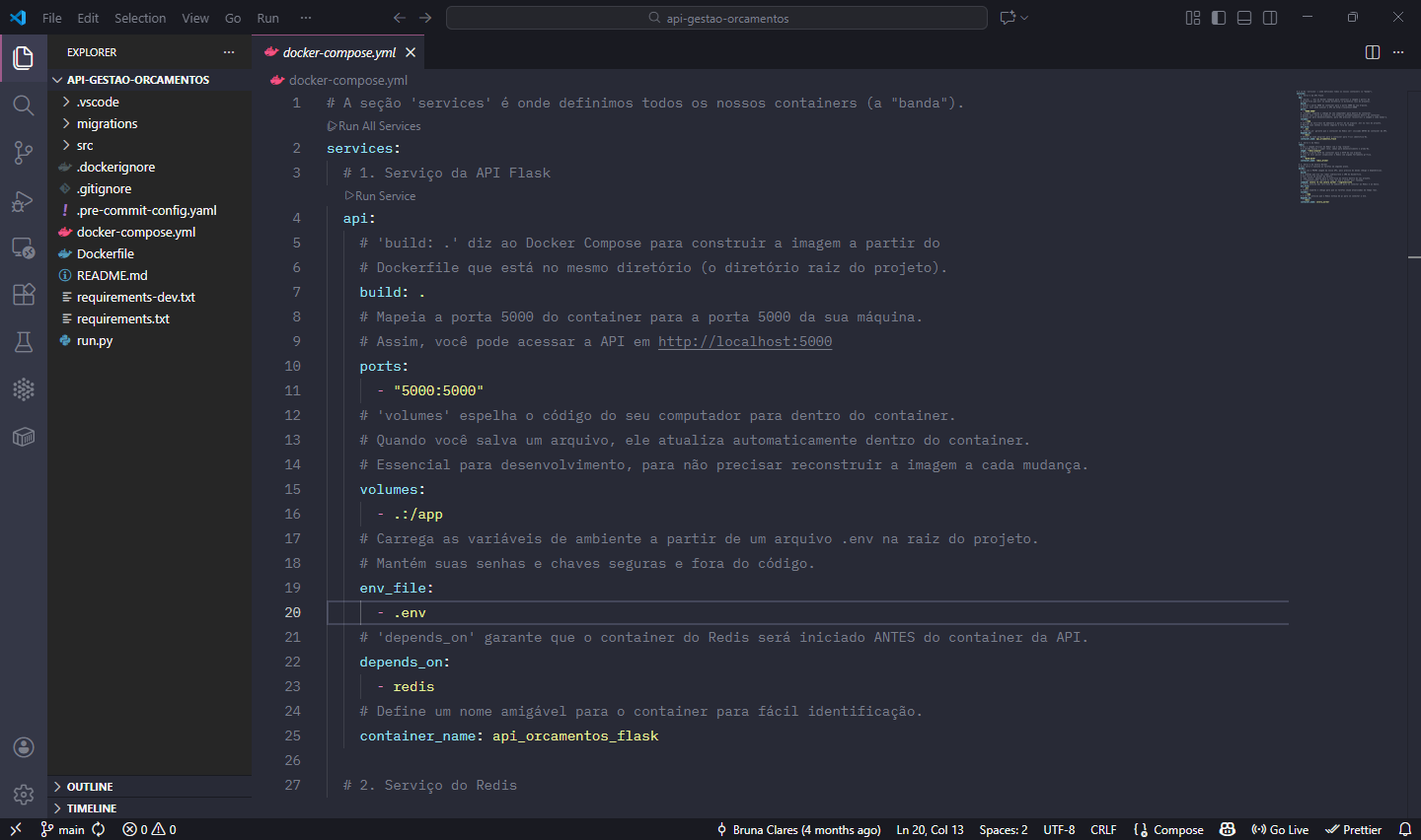 Print do VS Code com Docker e Estrutura